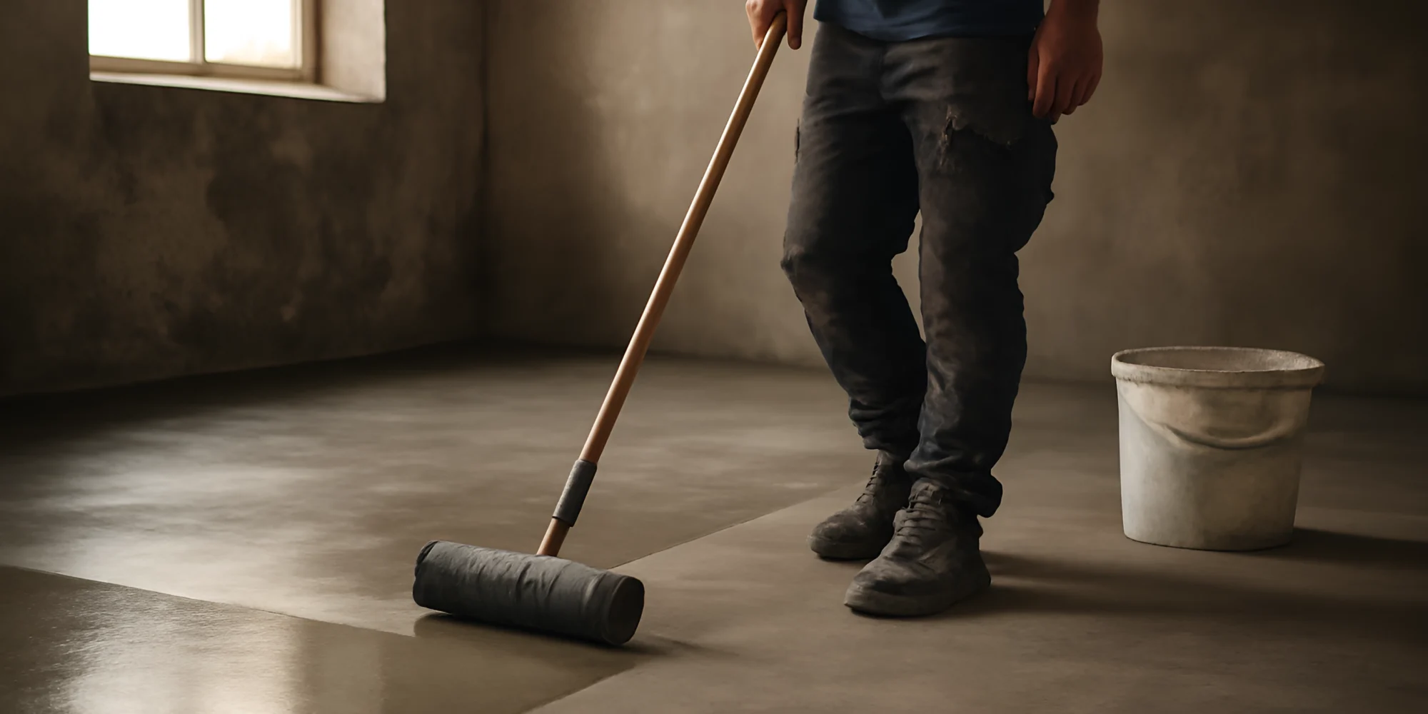 Applying epoxy coating on concrete floor