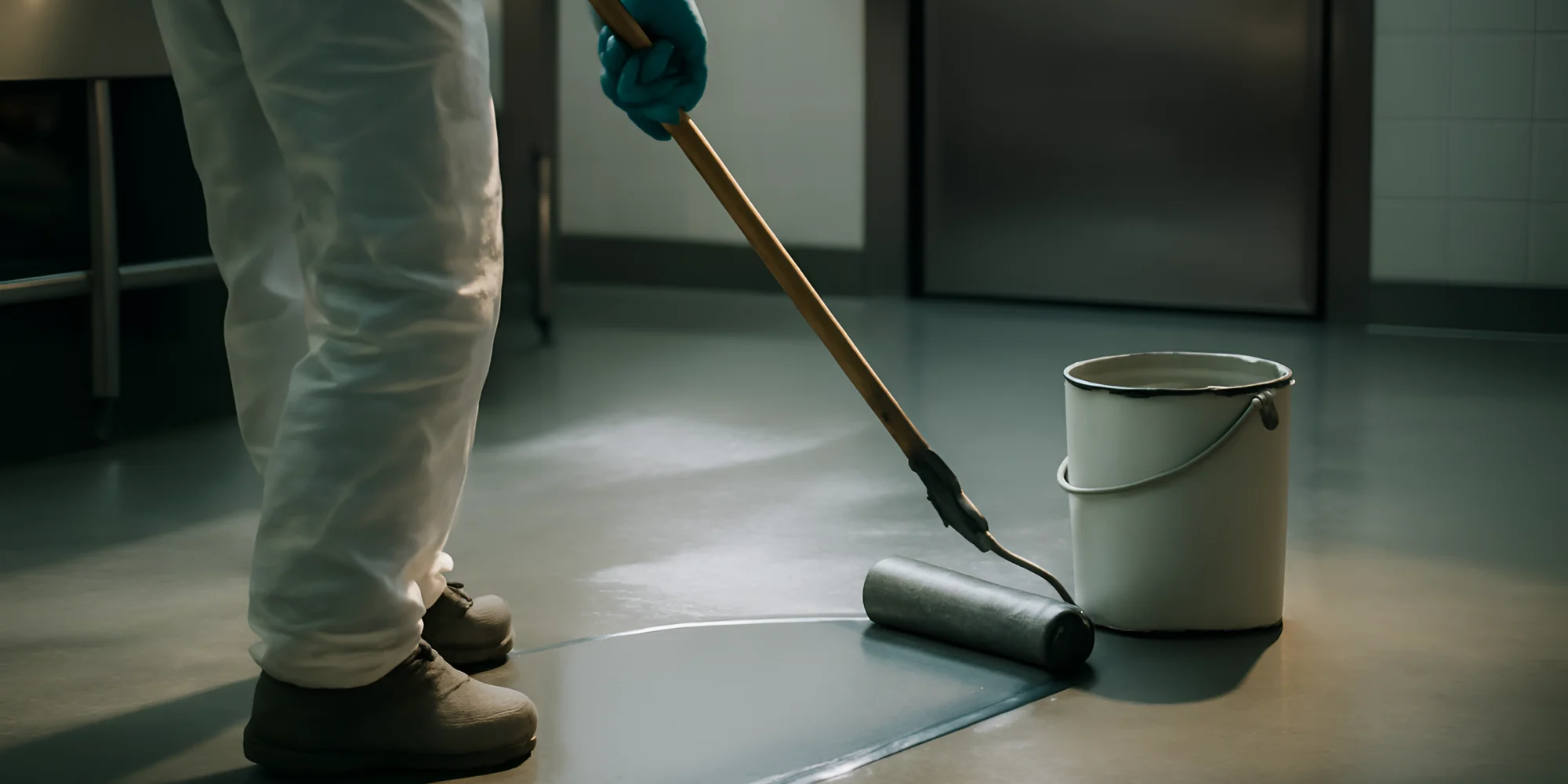 Applying epoxy coating with roller