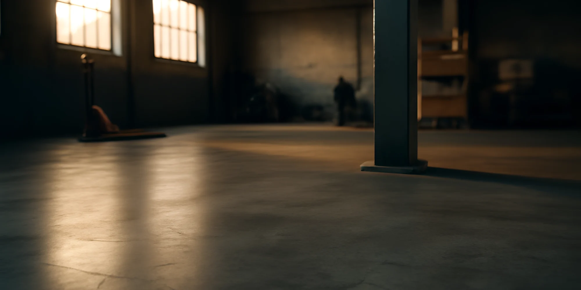 Empty industrial warehouse concrete floor