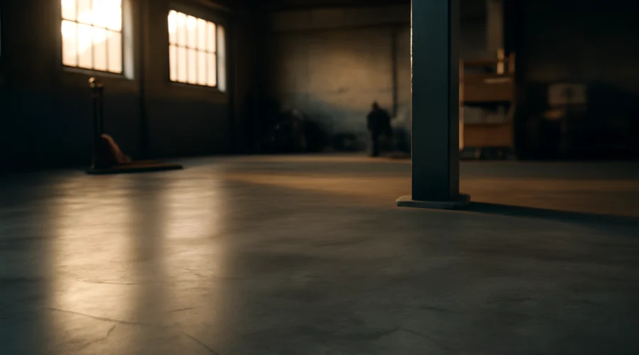 Empty industrial warehouse concrete floor