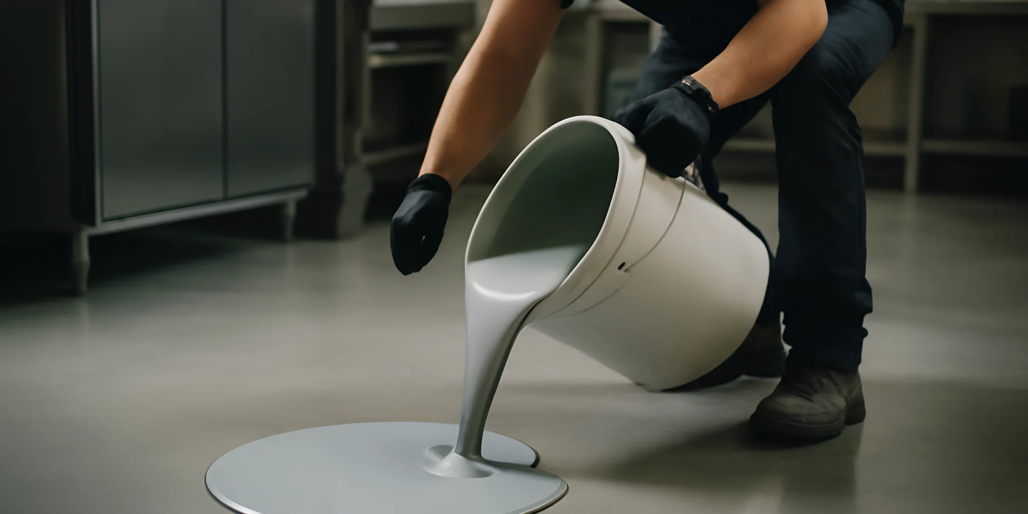 Liquid epoxy resin flooring application