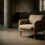 Beige modern armchair wooden legs