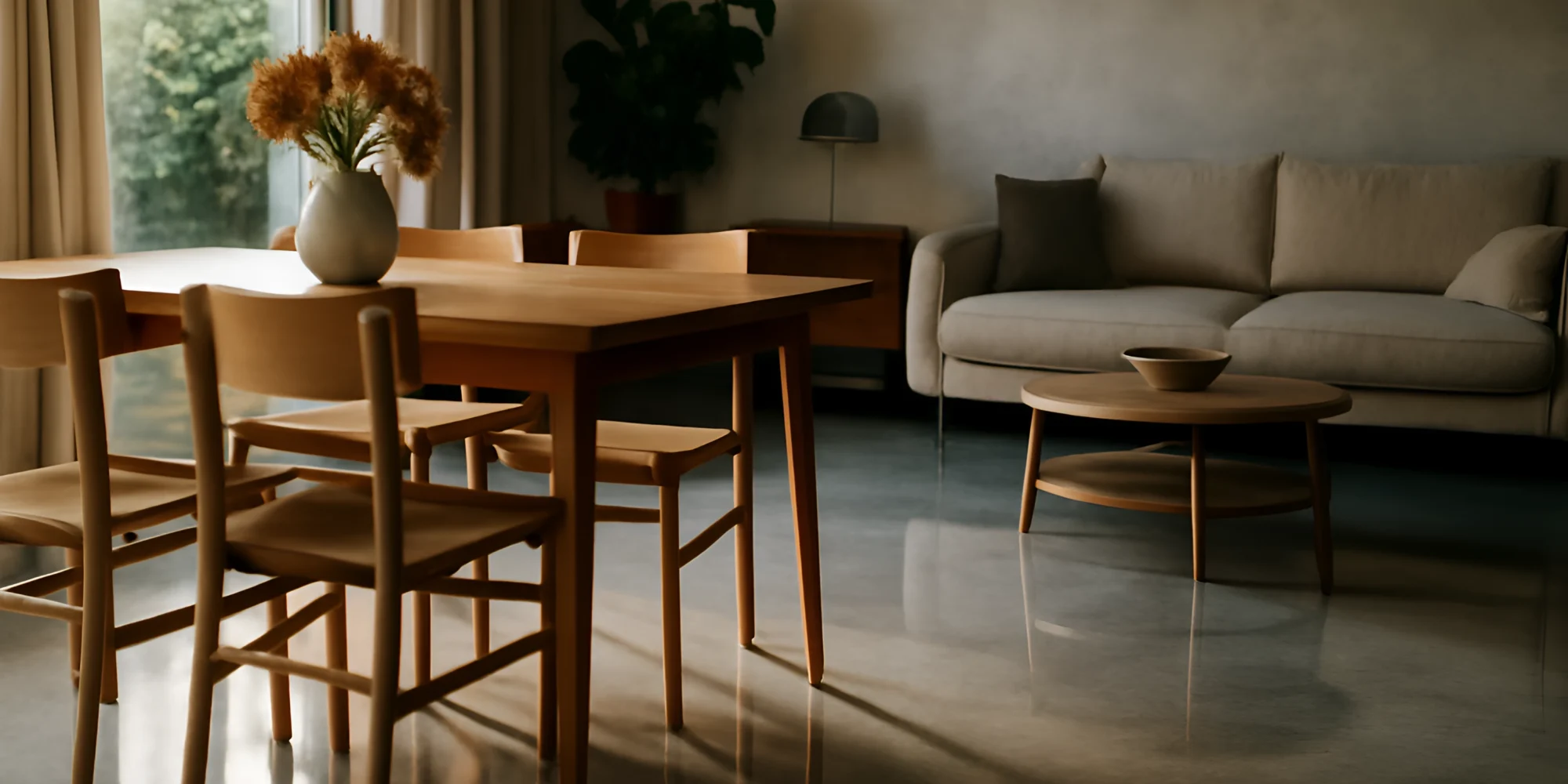 Minimalist wooden dining table set