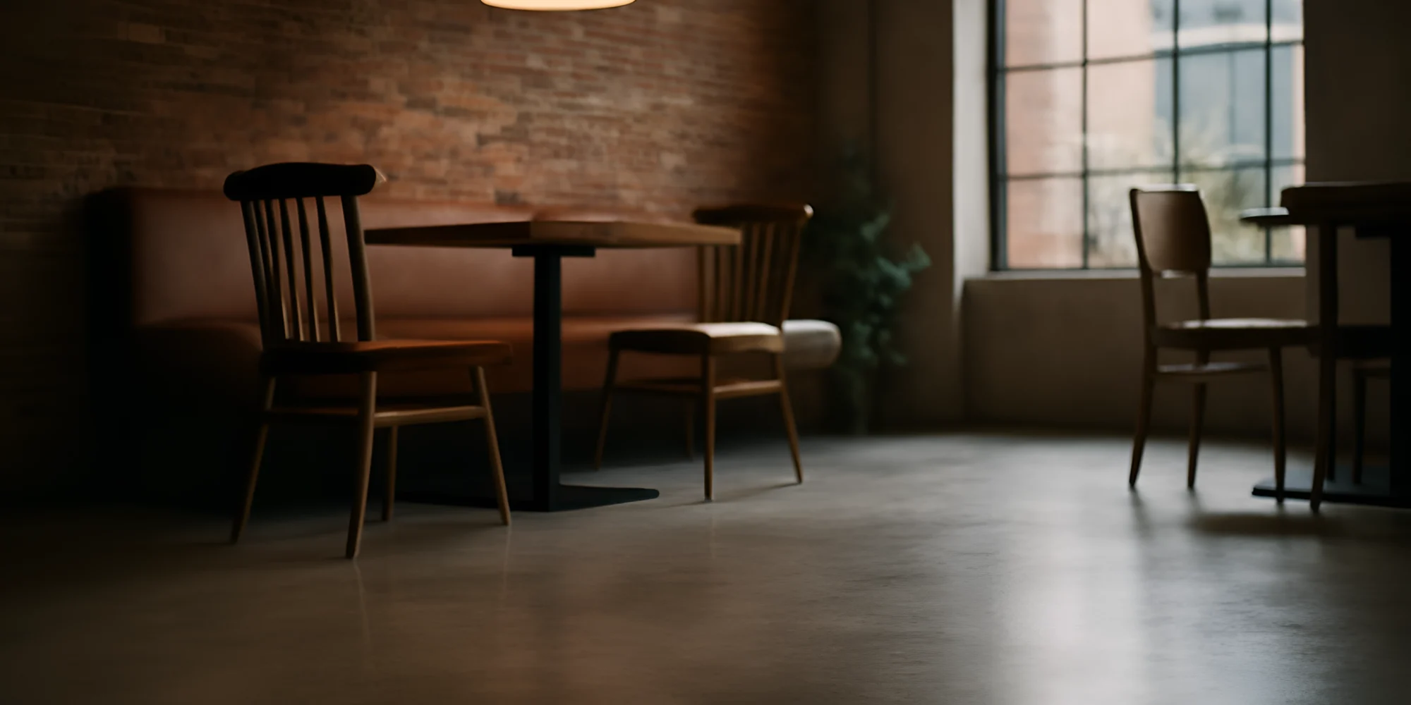 Warm cafe wooden chairs ambiance