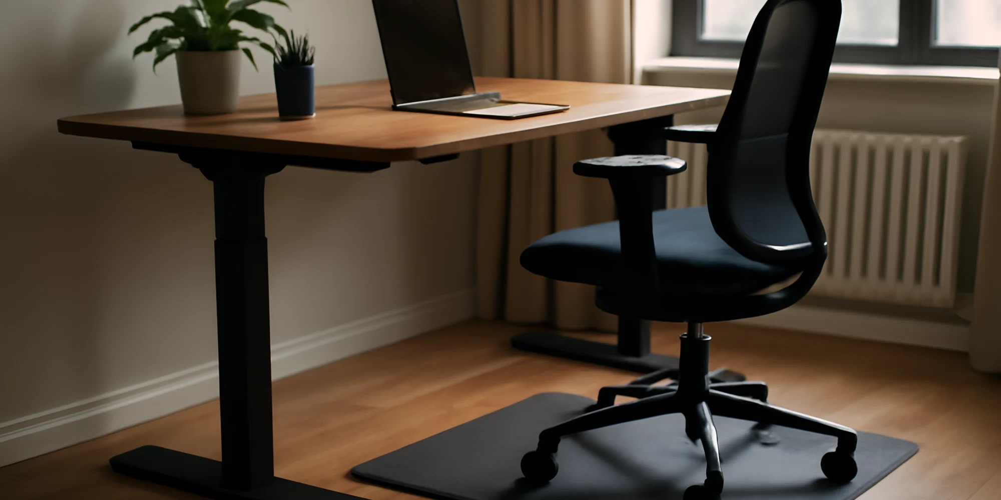 Ergonomic office chair and desk setup