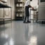 Shiny floor clean commercial kitchen