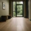 Minimalist hallway wood flooring window bench